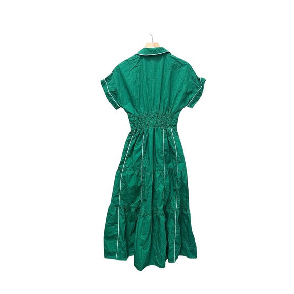 Anthropologie The Somerset Maxi Dress Green Aged Jadette Piping Seams Size XS P - Picture 7 of 9